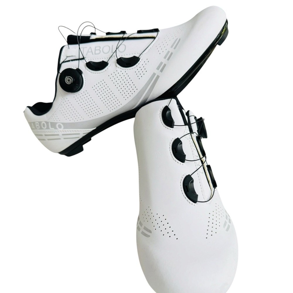 NWOB Tabolo Road Cycling Shoes EU 46 White BOA Dial Closure Bike Shoes Unisex